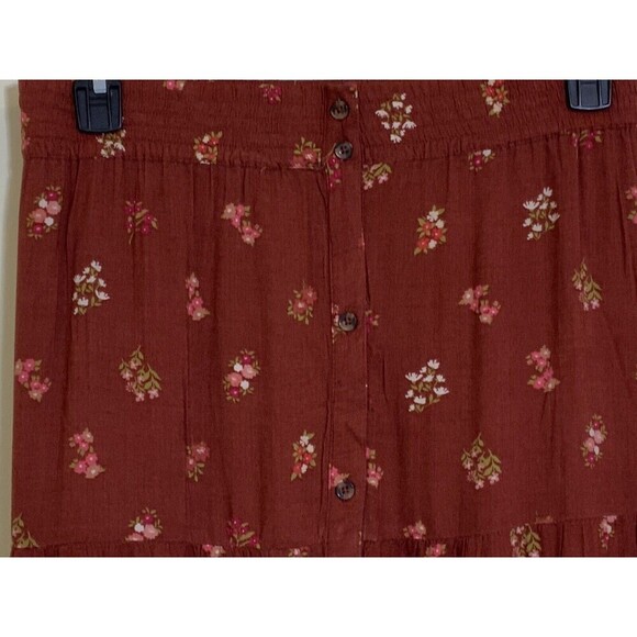 Sonoma Women's Tiered Midi Skirt Floral Rust Red Size 4X NWT - Picture 4 of 7